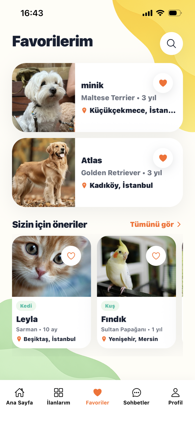 SAHİPLENME SÜRECİ uygulama ekranı